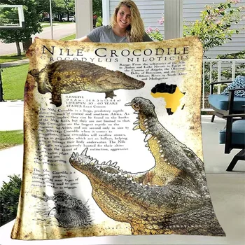 Krokodilas Gyvūnų Modelio Flanelė Mesti Antklodę Super Lengvas, Patogus Minkštas Kvėpuojantis Šilta Antklodė, Patalynė Kelionės Dovanos