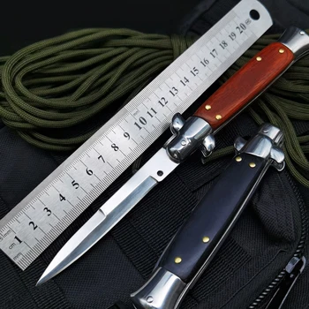 Lauko aukšto kietumo stovyklavimo peilis 440C akrilo medienos rankena savigynos peilis, survival knife edge nešiojamas sulankstomas peilis