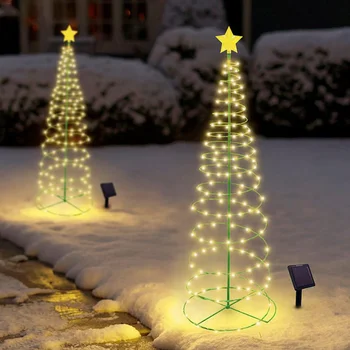 Lauko Vandeniui Saulės Led Kalėdų Medžio Apdaila Saulės Energija Varomas String Žibintai Naujųjų Metų 2023 Ornamentu Sodo Puošmena