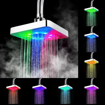LED Dušo Galva Nr. Baterijas 3 spalvų Temperatūros Jutiklis Aikštėje Fiksuotojo Showerhead Kritulių Viršuje Purškimo 7 Spalvų Laipsniškas Keitimas