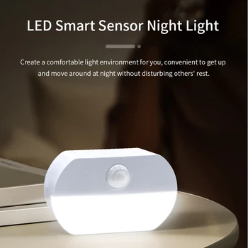 LED Naktį Judesio Jutiklis Naktinis Žibintas Baterija, Led Apšvietimas, Naktiniai staleliai, Lempa Kambario Dekoro Namai