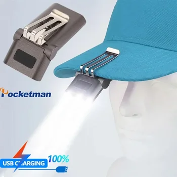 LED Sesnor Skrybėlę Įrašą Šviesos Žibintai Mini Vandeniui Žibintas Skrybėlę Kraštų Lempos USB Įkrovimo priekinis žibintas