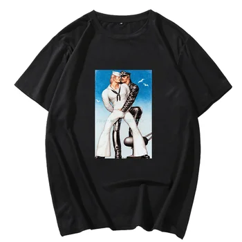 Lgbt Gėjų Schwul Tomas Suomijos Sailor Matrose Policininkai Karalius Unisex Black & White T-Shirt grafikos t shirts Vasaros drabužių Harajuku