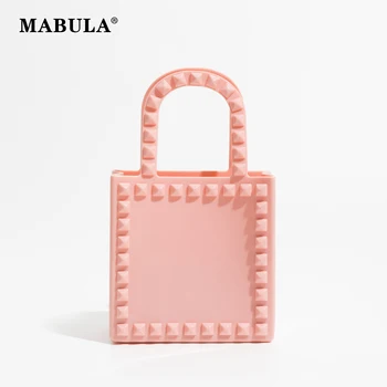 MABULA Dizaineris Kniedės Plastiko Paplūdimio Rankinė Moterims Candy Pink Prabanga Mini Aikštėje Nešti Maišą 2023 Prašmatnus Želė PVC Pirkinių Piniginės