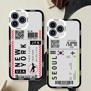 Mados lėktuvų Bilietai, Telefono dėklas Skirtas iPhone 11 12 Mini 13 14 15Pro Max Skaidri Korpuso