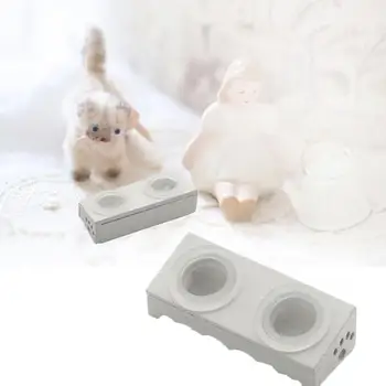 Mados Mini Katės Dubenėlį Modelis Kūrybos Balti Miniatiūriniai Katės Dubenėlį Modelis Lėlių Dvigubai Katė Dubuo