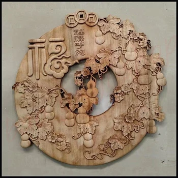 Medžio masyvo kamparo medžio drožinių ornamentais, tradicinė Kinų rankdarbių pakabučiai, išskirtinį laimingas dekoratyvinė medžio drožyba