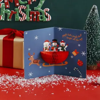 Metų Dovanos Santa Claus Tuoktis Kalėdų 3D Pop-Up Atvirukai Su Paketas Palaima Korteles Kalėdų Atvirukas Ačiū Korteles