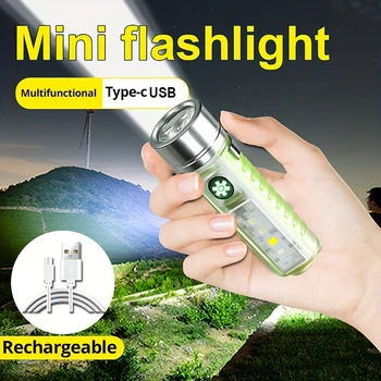 Mini Įkraunamas LED Žibintuvėlis su UV + Balta + Raudona Sidelight ir Uodegos Magnetas Liuminescencinės Žibintuvėlis 6 Apšvietimo Režimai