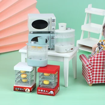 Miniatiūriniai Lėlių Mikrobangų Krosnelė Garuose, Lauke Sandėliukas Modelis Virtuvės Baldų Priedai Doll House Dekoro Vaikams, Žaislų, Dovanų