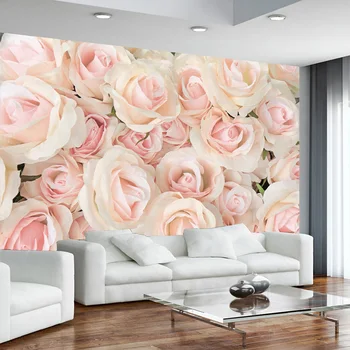 Modernus 3D Romantiška, Šilta Rausva Rožė Sienų Tapetai Kambarį Vestuvių Namas Fone, Apimantis Foto Popierius Sienų ir Namų Dekoro