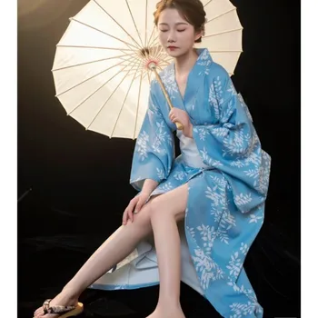Moterų Tradicinis Japonų Kimono Kostiumas Etape Atlikti Suknelė Cosplay Kostiumų Obi Ilgomis Rankovėmis Oficialų Yukata Skraiste