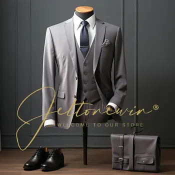 Naujas 2024 Tiktų Vyrų Kostiumas Trijų dalių Versiją, Slim-fit modelių Verslo Groomsman Kostiumas Jaunikis Vestuvių Suknelė Vyrų Kostiumas