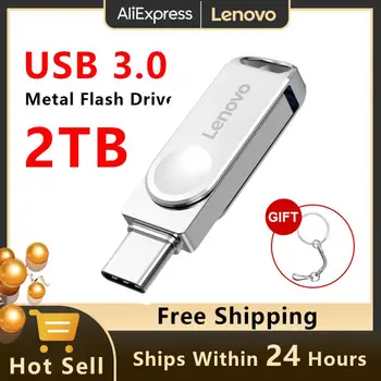 NAUJAS Lenovo Usb 3.0 2TB Metalinis Tušinukas Diskas 1 TB Key Usb Flash Diskai 128GB Pendrive Didelės Spartos Memoria Usb C Stick Mobiliojo Telefono