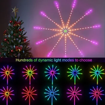 NAUJAS Smart Kalėdų Fejerverku Apšvietimas RGB Spalva Keičiasi Led Juostelės Žibintai Su Romote Kontrolės USB Laiką Muzikos Sinchronizavimo Kambarį Naujųjų Metų