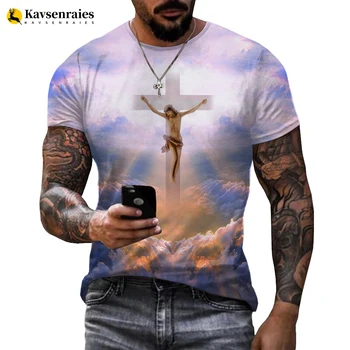 Naujausias Dievas Religijoje Jėzus Kristus Spausdinami 3D T-marškinėliai Vyrams, Moterims Vasaros Mados Atsitiktinis trumpomis Rankovėmis Unisex Harajuku Streetwear Viršūnės