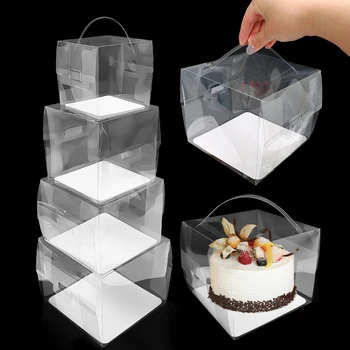 Nešiojamų Cake Box Skaidri Popieriaus Apačioje Tortas Atveju Nešti Dėžes Pyragas Apdaila Pagrindo Dėžės Gimtadienio Paketo Prekes