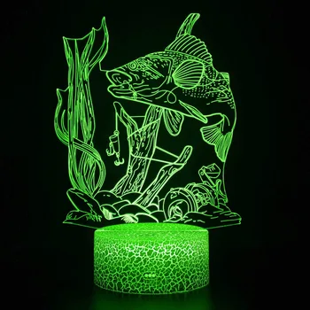 Nighdn Žvejybos 3D Iliuzija Lempos Naktį Šviesos diodų (LED) Žuvų Stalas Stalo Lempa 7 Spalvų Kaita, Namų Dekoro Gimtadienio Dovanos, Žaislai Berniukams, Vaikų