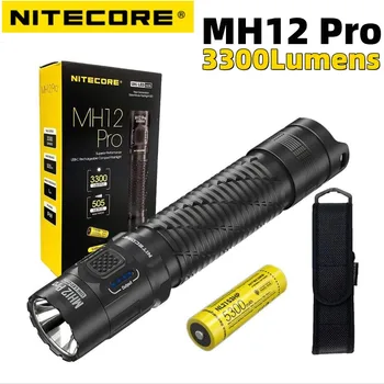 NITECORE MH12 Pro USB-C Įkraunama Kompaktiškas Žibintuvėlis 3300 Liumenų Taktinis UHi 40 LED Šviesos su 5300mAh 21700 Li-ion Baterija