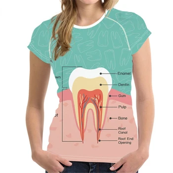 Odontologijos Įranga Spausdinti Moterys T-shirt 3D Atspausdintas Atsitiktinis Ponios Kawaii Kawaii Modelis Tee Viršūnes Moterų Mados 2021