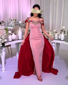 Off Peties Granules, Vakaro Suknelės Undinė Kontrasto Spalvų Kristalų Elegantiškas Arabija Dizaino Prom Dresses Oficialus Šalies Suknelė