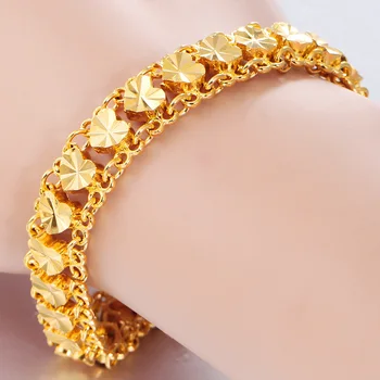 Originali 24k Aukso Spalvos Apyrankė Moterų Chain18 Cm-19 Cm Nuorodą Apyrankės Fine Jewelry