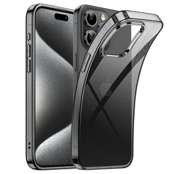 Originalus Skaidrus, Juoda Silikono Soft Case For iPhone 15 Pro Max Carcasa Ultra Plonas Atveju iPhone 14 13 12 Mini Pro 11 Maks.
