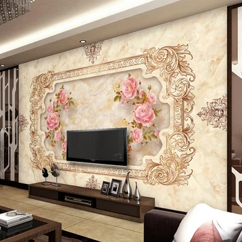 Pasirinktinis Dydžio Tapetai Europos Stiliaus 3D Stereo Paramos Rožių Žiedų Freskomis Sienų Apdailai Kambarį, Miegamąjį, TV Foną