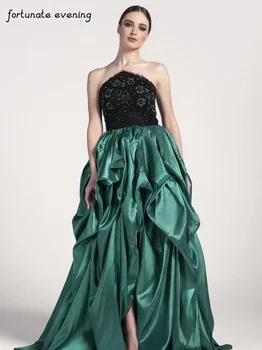 Pasisekė, Vakare Elegantiška Vintage Žalia Duobute Blizgučiais Gėlių Stebėjimo Pynimas Oficialus Prom Dresses Vakare Šalis Suknelė