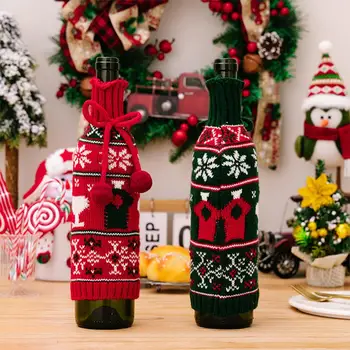 Patvarus Vyno Butelio Dangtelį Išskirtinį Kalėdų Mezgimo Vyno Butelio Dangtelį, Akį traukiantis Atostogų Dekoracija Namuose Šventėms