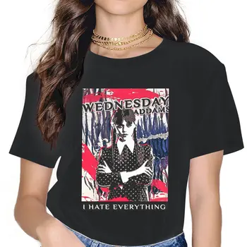 Plakato Stiliaus Marškinėliai Moterims trečiadienis Addams T-shirt Harajuku Derliaus Moteris Viršuje