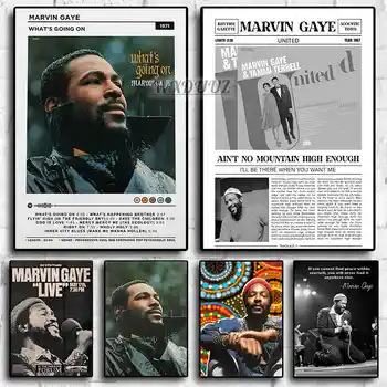 Pop Muzikos Albumo Viršelio M-Marvin G-Gaye Plakatas Reperis Hip-Hop, Rock, Kas Vyksta, Drobė Spausdinti Namo Sienos Meno Kambario Dekoro Nu