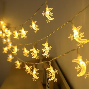 Ramadanas Pasakų Žibintai USB baterijomis, LED Star Mėnulis String Žiburiai Kalėdų LED Žibintai, Miegamojo Šalis, Vestuvių Dekoravimas