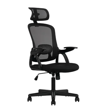 Ramsčių Ergonomiška Biuro Kėdė, su Reguliuojama atrama galvai, Juodos spalvos Audinio, 275 lb talpa