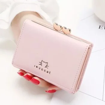 Rankinėje moteris korėjos mados mažas tris lankstymo piniginės nešiojamų trumpas studentų monetų piniginė dvejopo naudojimo piniginės kortelę krepšys