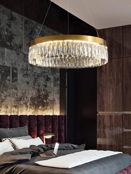 Raundo aukso mirguliavimas, prabangus, paprastas dizainas lubų liustra tamsos Blizgesio Interjero kambarį viešbučio fojė