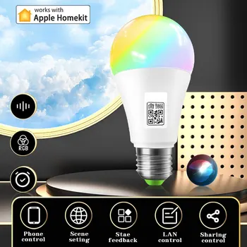 RGB Smart LED Lemputė E27 15W Homekit APP LED Lemputė Lempos 