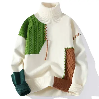 Rudenį, Žiemą Šilta Mens Megztiniai Mados Golfo Kratinys Puloveriai Naujų Korėjos Streetwear Atsitiktinis Megztinis Vyrams, Drabužiai