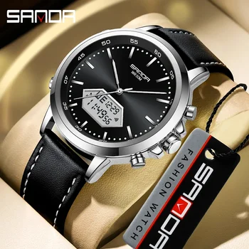 SANDA 3301 karių Armijos Sporto Laikrodžiai Analoginis Skaitmeninis Kvarco Vandeniui 50M Vyrų Shock Laikrodį Žmogui Relogio Masculino