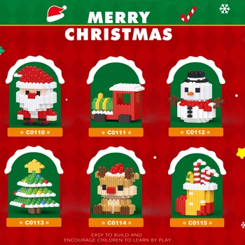 Santa Claus Sniego, Kalėdų Eglutės Kalėdų Surinkimas, Montavimas Mikro Dalelių Blokai Su Šviesos Eilutės Modelių Žaislai