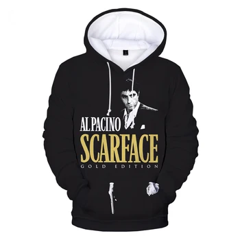 Scarface 3D Atspausdintas Hoodie Palaidinės Tony Montana Movie Pacino Derliaus Hoodies Vyrai Moterys Mados Atsitiktinis Negabaritinių Megztinis