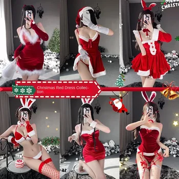 Seksualus apatinis trikotažas cosplay bunny mergina Kalėdų przybornik pagundai stora vienodas crotchless kostiumas, cosplay