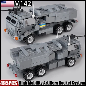 SS JAV Karinių Didelio Judrumo Artilerijos Raketų Sistemos, Statyba Blokai Kit M142 Bakas Šarvuotų Transporto priemonių ir Ginklų Kariai Plytų Žaislai