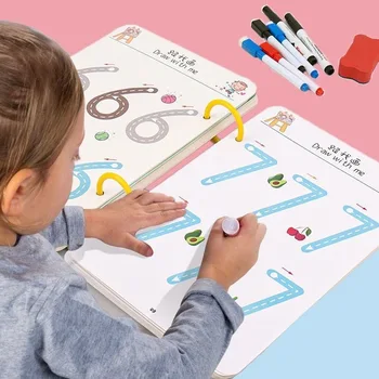 Stebuklinga Sekimo Darbaknygę Montessori Vaikų Piešimo Švietimo Raštinės reikmenys Pen Kontrolės Mokymo Nešiojamieji kompiuteriai Rašyti Magijos Knyga