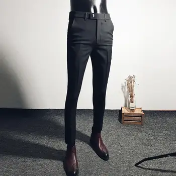 Stilingas Super Minkštas Slim Fit Tampri Apkarpyti Kelnės Bauda Susiuvimo korėjos Stiliaus Vyrų Oficialų Kelnes Lauko