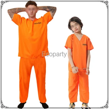 Suaugusiems Vaikams Kalinys Cosplay Kostiumas Kostiumas Vyrų Oranžinės spalvos Kalėjimo Uniformą Viršūnes Kelnes Nustatyti Vyrų Helovinas Šalis Kostiumas Vaikams