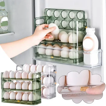 Tinklų Kiaušinių Laikymo Dėžutė Sukasi Virtuvės Šaldytuvas Saugojimo dėžė Automatinė Prakeiktas Sutirštės daugiasluoksnė, Kiaušinių Stovas Organizatorius