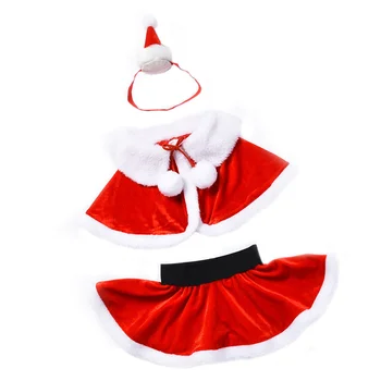 Trijų Dalių Kalėdų Sijonas Trumpą Suknelę Mergina Skrybėlę, Pes (Poliesteris) Skara Festivalis Kostiumas