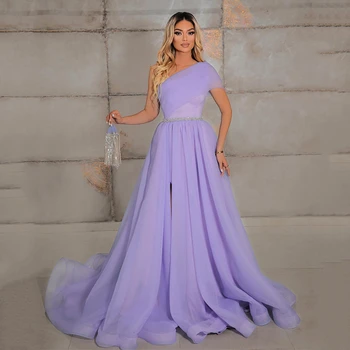 UZN Classic-Line Vakaro Suknelės 2023 Vieną Petį Šifono Promenadzie Suknelė Kristalų Diržo Saudo Arabija Šalis Suknelė Pasirinktinis Dydis