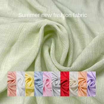Vasaros vientisos Spalvos Šifono Audinys Dryžuotas Plisuotos Tekstūros Marškinėliai Viršuje Didmeninė Medžiaga Pagal Skaitiklio 